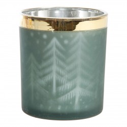 Candle holder for T light H8xDia7cm Glass Dark green