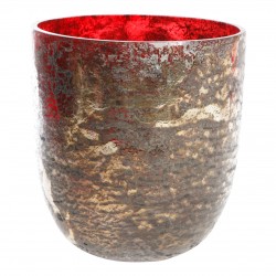 Candle holder for T light H8xDia7 50cm Glass Red Gold
