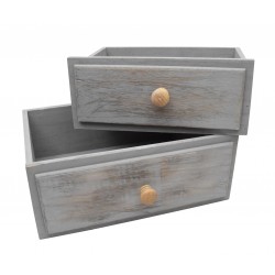 Set of 2 drawers with jute band wood brownxcm