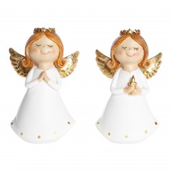 Angel kneeling w gold wings H9xW6xD10 50cm Poly White Gold per piece